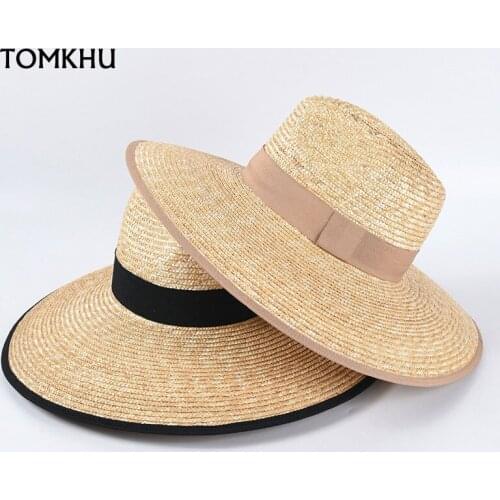 Fashion Women Sun Straw Hat 12cm Wide Brim Summer Panama Hat Floppy Beach Hats Packable Chapeu Feminino Vacation Casual Caps