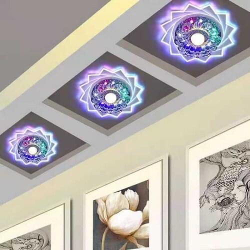 Modern Crystal LED Ceiling Lamp Lotus Corridor Lights For Balcony Porch Aisle Living Room Kitchen Surface Mount