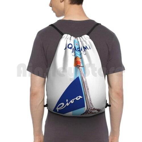 Riva Aquarama Design Italy Italia Travel Vintage Poster Backpack Drawstring Bag Riding Climbing Gym Bag Riva Saint Tropez
