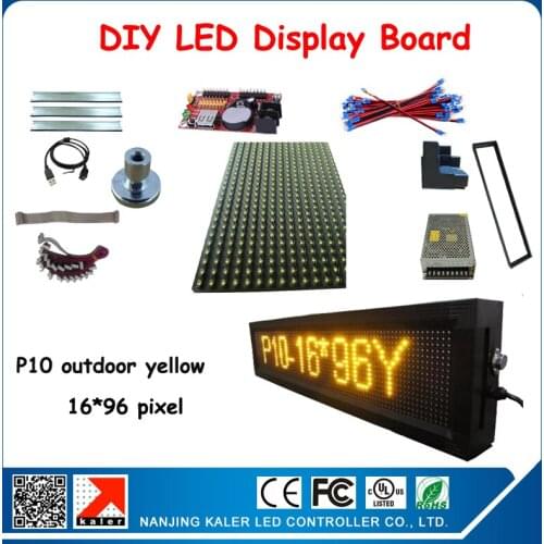 Factory price outdooor p10 3pcs yellow color led display module 320*160mm 24*104cm led sign board with all diy kits