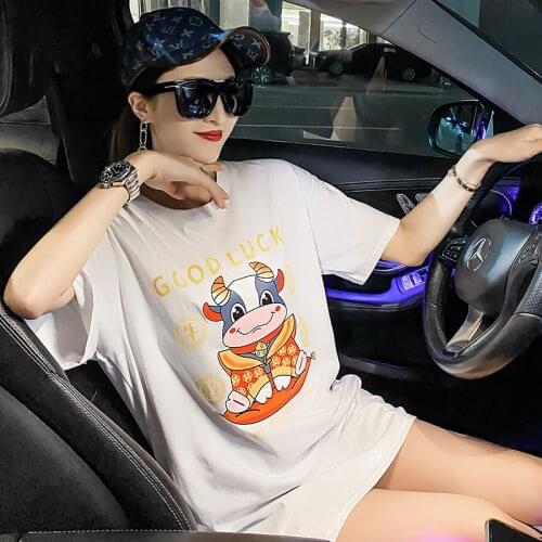 Fashion New O collar printing Tops Women Casual Short Sleeve Tees 2021 Summer Woman T-shirt cartoon tshirts tops y2k top