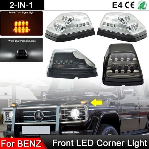 1 Pair For Benz G-Class W463 G500 G55 AMG G550 2-in-1 Front Wing Corner Light Amber Turn Signal Lamp White Position Lights