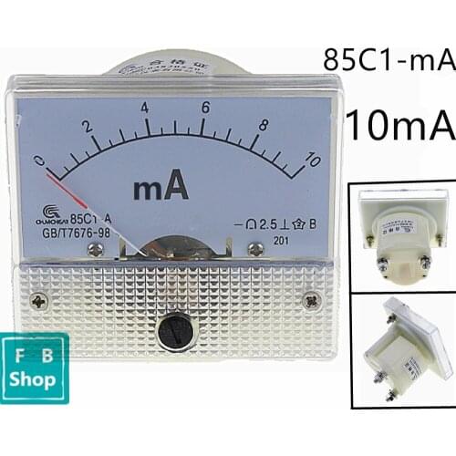 1PCS 85C1-mA 10mA DC pointer ammeter 85C1 series analog AMP meter 64*56 mm size