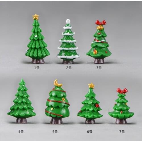 1 Pcs Cute Mini Christmas Tree Rainbow Unicorn Snowflake Yellow Duck Fairy Garden Plant Resin Craft Miniature Ornament Gift
