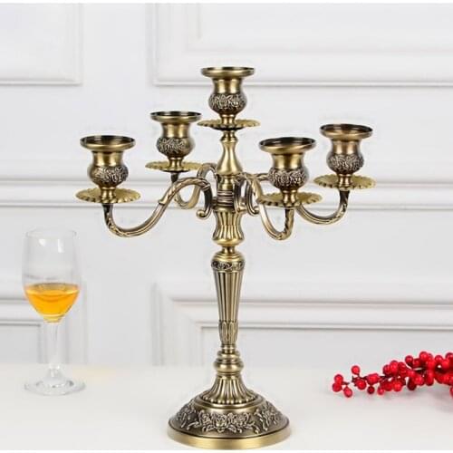 1PCS three-headed five-headed green bronze metal high-end European-style candlestick home hotel romantic candlelight dinner wedd