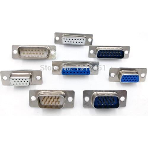 10PCS DB15 data cable connector plug VGA Plug connector 2/3 row 15pin female Male port socket adapter D type DP15