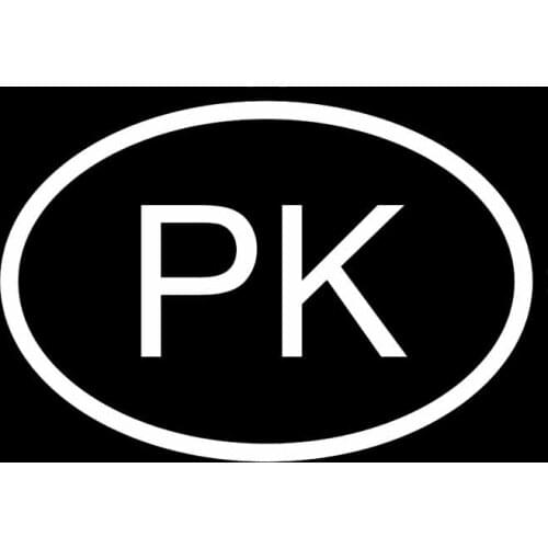13.2CM*8.9CM PK PAKISTAN COUNTRY CODE OVAL VINYL DECAL CAR STICKER Black Silver C10-01411
