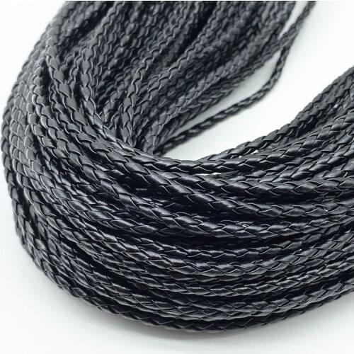 2 Meters 3mm Four Strand Cores Artificial Leather Braided Rope for Fashion Bracelet Design Jewelry Making Handmade DIY #RoLi03