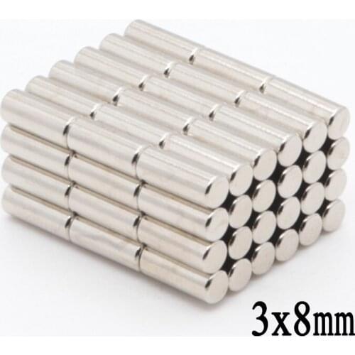 200pcs 3x8 mm N35 NdFeB Mini Super Strong Powerful Neodymium Magnet Round Rare Earth Permanent Magnets 3*8mm