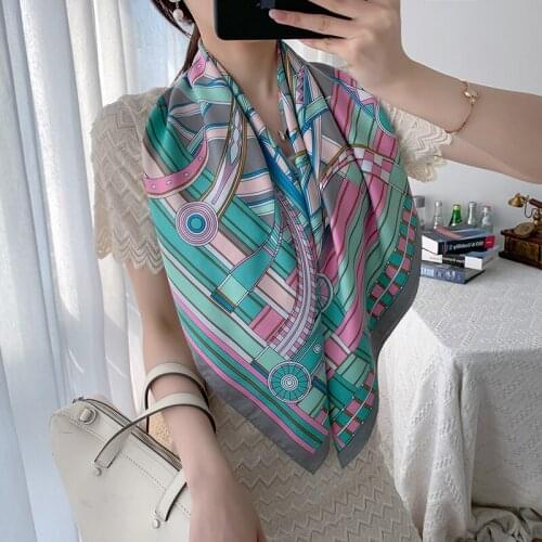 2021 new spring women scarf quality shawl silk fashion scarf headscarf beach sunscreen bag headscarf scarf 90cm*90cm