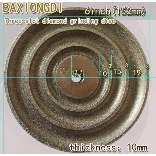 3 slot diamond grinding disc 6 inch 12.7mm hole ring surface grinding disc Gemstone jade jewelry emerald