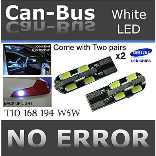4 Pieces Samsung Chips White T10 168 920 Canbus 12 LED High power Parking Side Mark