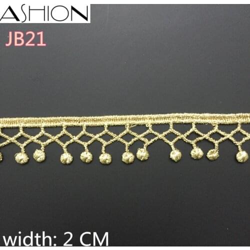 5 yardsw wide 2CM gold water soluble embroidery hollow flower lace fabric lace necklace hair accessories lace trim LP-JB21