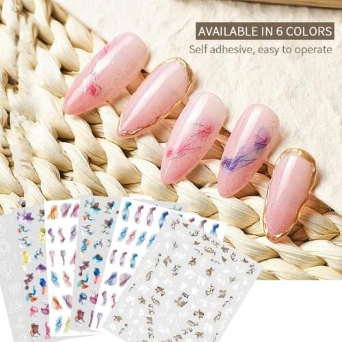 Nail Art Accessories Color Laser Stickers Creative DIY Decorative Nail Stickers Smudge Nail Decal Manicure Stickers TSLM1
