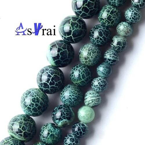 Natural Stone Beads 6 8 10 mm Green Oxidized Agates Round Loose Spacer Beads For Jewelry Making DIY Bracelet Necklace Charms 15"