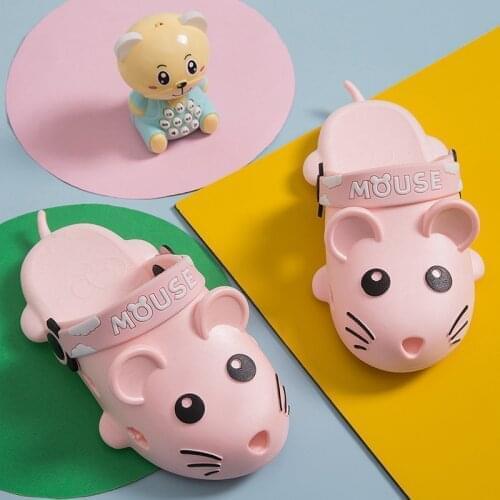 Cartoon Mouse Children Sandals Slippers Baby Boy Girls Shoes Slippers Indoor Non-slip Soft Bottom Shoes Parent-child Slippers