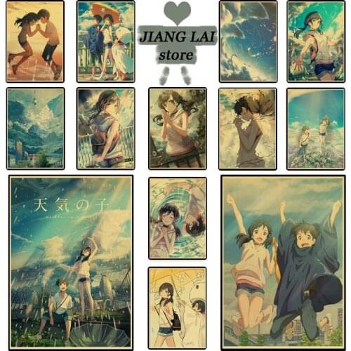 Weathering with You Amanohina Anime manga wall Home Decoration Retro Poster Prints Kraft Paper Wall Art Home Room Decor
