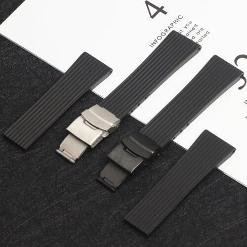 Quality 24mm Black nature thick soft Silicone Rubber Watch band Bracelet For navitimer/avenger/Breitling strap with logo