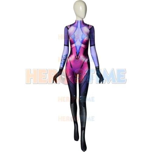 Widowmaker Game Cosplay Costume 3D Print Spandex Sexy Widowmaker Cosplay Halloween Costume for Woman Jumpsuit