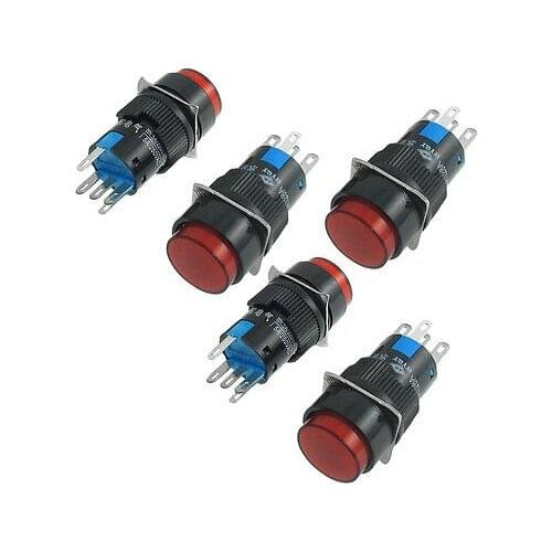 Red Light Round Cap Self-locking 1NO 1NC Push Button Switch 12V