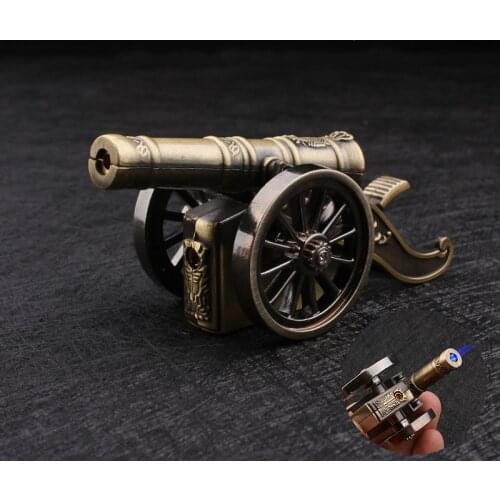 Creative Retro Cannon Shape To Gas Lighter Inflatable Windproof Personality Windproof Lighter Birthday Gift Decoration Crafts