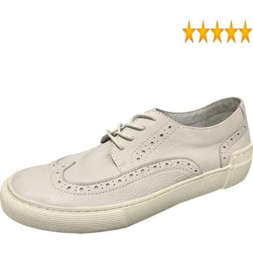Shoes Classic Leather White Genuine Men Flats Sneakers Lace Up Breathable Jogging Trainers Male Wing Tip Casual Footwear Black