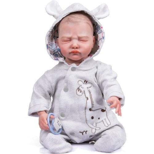 42CM Bebe Doll Reborn Cute Sleeping Newborn Baby Doll Soft Cuddly Body with Hand-Drawing Hair Bebe Doll Kids Toy Gifts