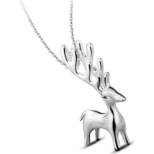 Cute Silver Color Elk Pendant Necklace for women Link Chain Jewelry Classic Christmas gifts Drop Shipping