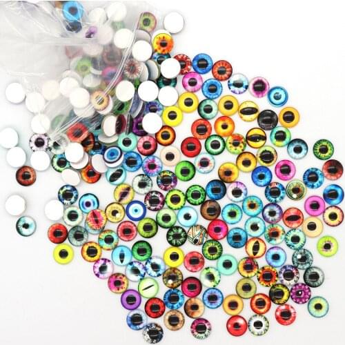 Mosaic Tiles for Crafts Bulk Cabochons Round Eye Eyeball Stepping Stone Glass Marbless Package for Jewelry Making Tool Kits