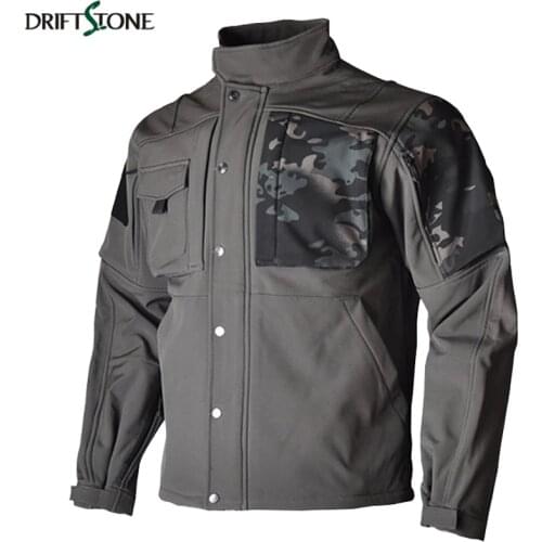 Winter Warm Tactical Jacket Men Camouflage Patchwork Softshell Military Jacket Outdoor Multi-pockets Thermal Fleece Jacket Coat