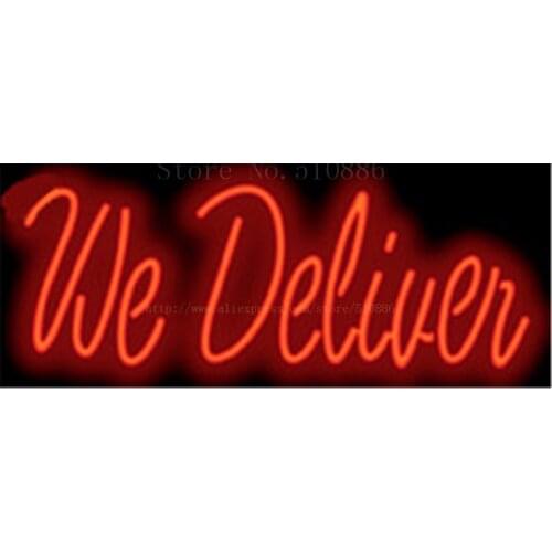 We Deliver NEON SIGN REAL GLASS BEER BAR PUB LIGHT SIGNS store display Packing Food Diet drink Advertising Lights 17*14"