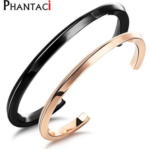 No Fade Stainless Steel Couple Cuff Bracelets & Bangles Black And Gold Color Men Women Bracelet High Quality Fashion Jewelry