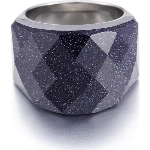 New Atmospheric Broad Black Cats Eye Ring Titanium Steel Jewelry Mens and Womens Rings