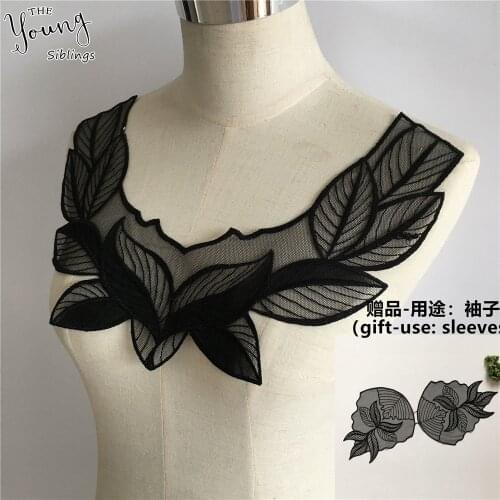 New style Black Organza Fabric Lace collar Sewing Lace Neckline Embroidery Applique DIY Dress Decorate Accessories Scrapbooking