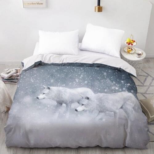 3D HD Digital Printing Custom Duvet Cover,Comforter/Quilt/Blanket case Queen King Bedding 200x220,Bedclothes Animal snow wolf