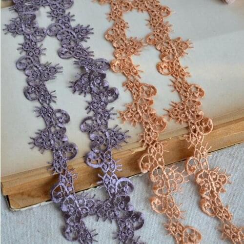 3 Meters Attractive Embroidery Lace Trim Leaf Shape Lace Ribbon Fabric for Bridal Wedding Gown Costume Design 2cm Width