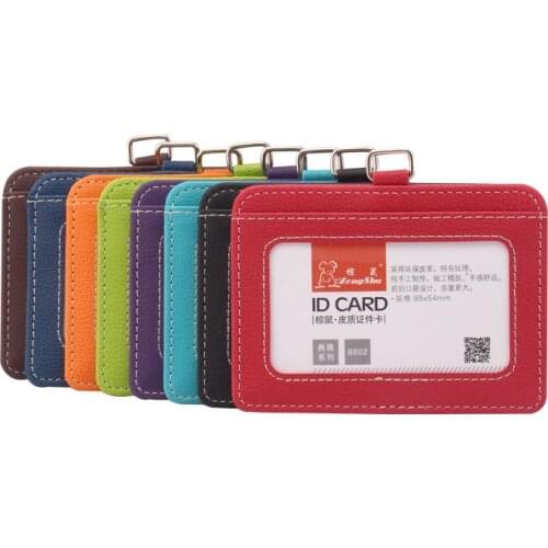 ZONGSHU New Transparent Design Visiting Neck Name Id Card Carrier Cover Case Pu Leather Business Card Holder (No Lanyard)