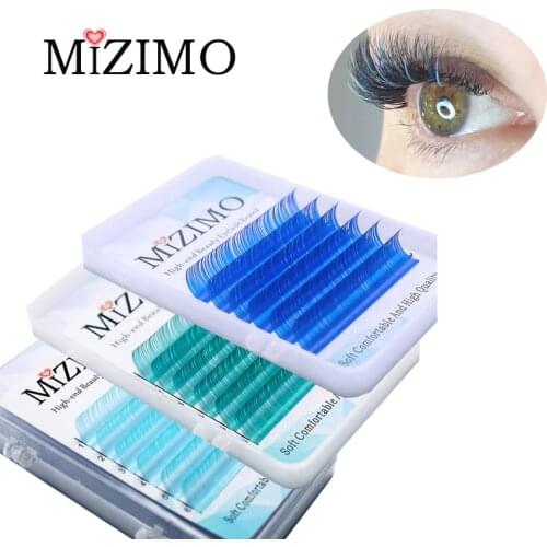 MIZIMO New colour grafted eyelash high quality artificial mink hair false eyelash blue series eyelash extension