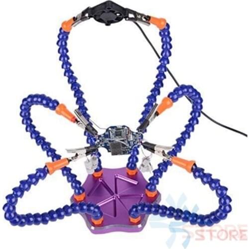 Helping Hands Third Hand Soldering Tool 6 Flexible Arms Six Arm Soldering Station With Swiveling Alligator Clip for RC Drone
