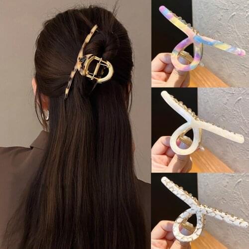 Ruoshui Woman Acetate Gold Color Metal Hair Clips Women Barrettes Hair Claws Accessories Hairpins Headwear Ornaments