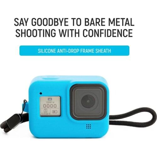 Silicon Protective Cover Anti-Drop Case Sports Camera Bare Metal Protective Case with Lanyard Accessory For Gopro 8