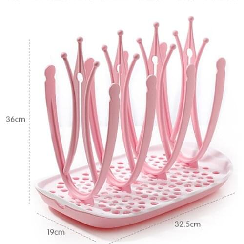 Foldable Bottles Drying Rack for Baby Feeding Bottle Drainer Holder Baby Dishes Shelf