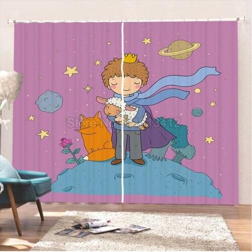 The Little Prince Blackout Curtains 2 Panels Little Boy Curtains 3D Print Home Custom Window Drapes 160x160cm Window Treatments