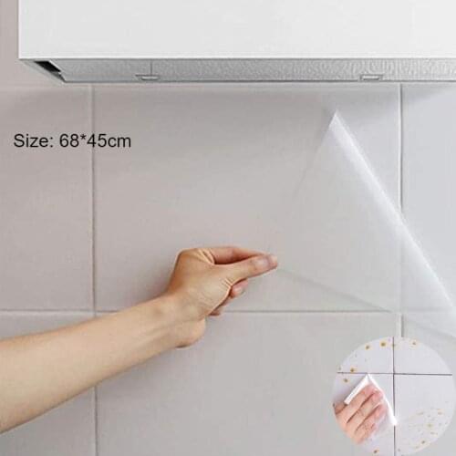Waterproof Oil Proof Wall Sticker Wallpaper Kitchen Cupboard Backsplash Wall Protector Transparent Self-Adhesive Sticker 68*45cm