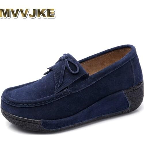 MVVJKE 2018Autumn women flats shoes tassel fringe platform shoes leather suede casual shoes slip on flats footwear Creepers