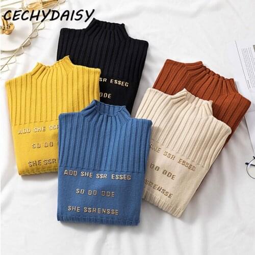 Sweater Women Winter Oversized Letters Knitted Jumper Tops Ladies Long Sleeve Pullover Soft Warm Pull Femme свитер женский кофты