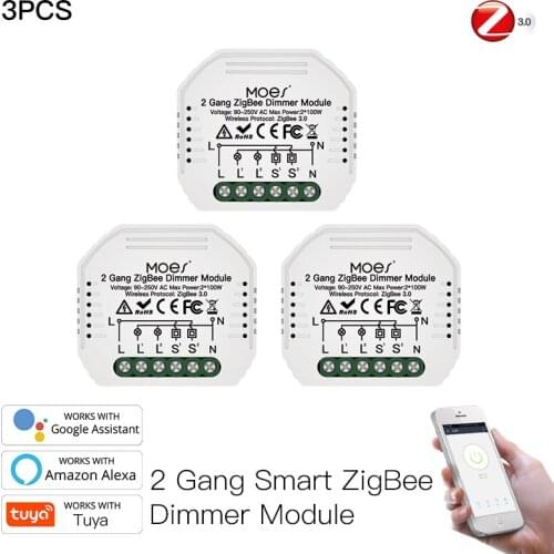 Zigbee Mini Smart Light Dimmer Switcher Wireless Tuya Smart Life APP Remote Control 2 Gang Breaker Timer Via Alexa Google Home