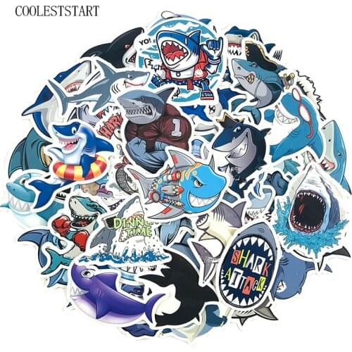 10/50Pcs Marine Animal Shark Graffiti Stickers For Album Motorcycle Criminal Terror Sticker DIY Suitcase Laptop Car Skateboard