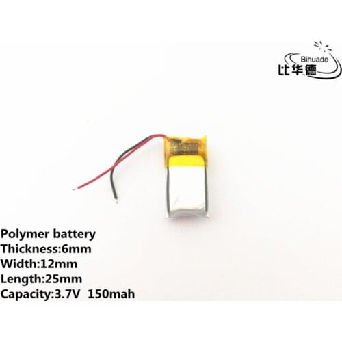 10pcs/lot 3.7V,150mAH,601225 Polymer lithium ion / Li-ion battery for TOY,POWER BANK,GPS,mp3,mp4