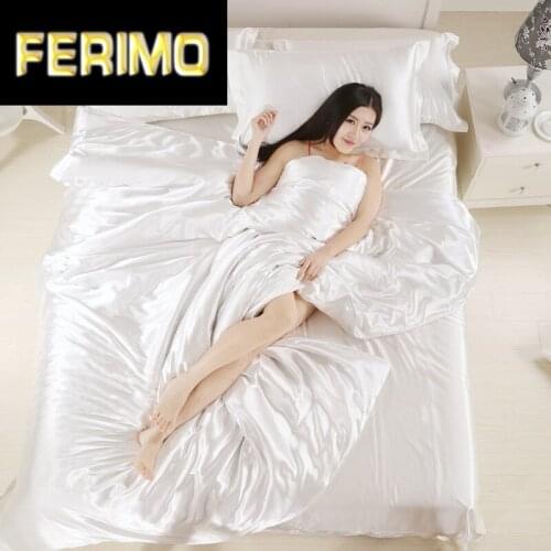 100% Pure Satin Silk Bedding Set Home Textile King Queen Size Bed Set Bedclothes Duvet Cover Flat Sheet Pillowcases Wholesale37